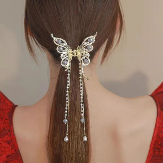 Pasador de Cabello Elegante con Moño y Borla para Mujer