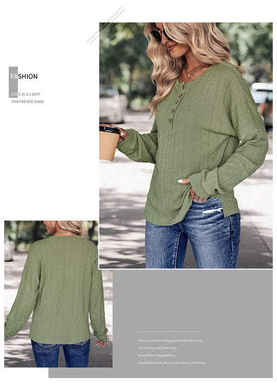 Suéter Verde de Cuello Redondo con Botones y Textura Jacquard - Image 10