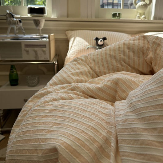 Juego de Cama Acolchado Estilo Coreano a Rayas 4 Piezas - Image 6
