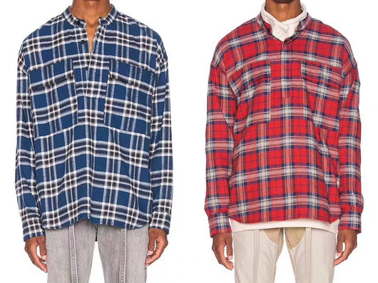 Camisa Henley de Cuadros y Rayas para Hombre - Manga Larga Estilo Urbano - Image 16