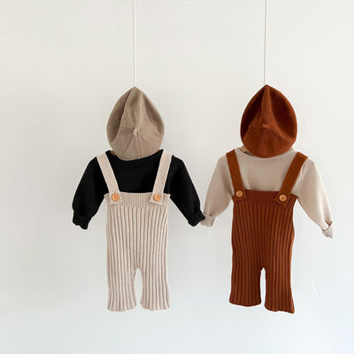 Pantalón Infantil de Cintura Alta con Tirantes y Pierna Ancha - Image 3