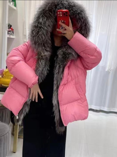 Chaqueta de Plumón con Cuello de Piel de Zorro para Mujer - Image 22