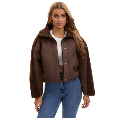 Abrigo de Lana de Cordero Oversized Retro de Manga Larga para Mujer - Image 6