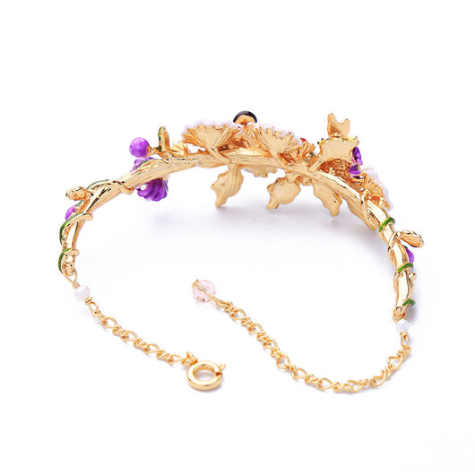 Pulsera de Flores Esmaltadas Pintadas a Mano - Diseño Abeja y Corazón - Image 10