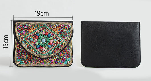 Bolso Bohemio Étnico con Cuentas y Compartimiento para Teléfono - Image 24