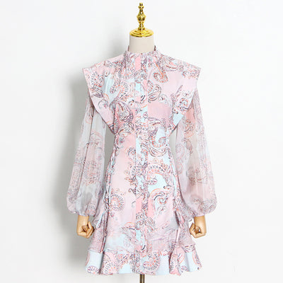 Vestido Ejecutivo Mujer Cuello Alto Ajustado con Detalles en Malla - Image 6