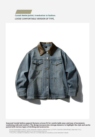 Chaqueta Denim Retro con Bolsillos Múltiples y Solapas en Contraste para Mujer - Image 15