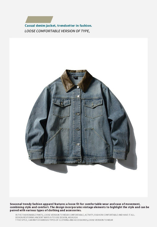 Chaqueta Denim Retro con Bolsillos Múltiples y Solapas en Contraste para Mujer - Image 15