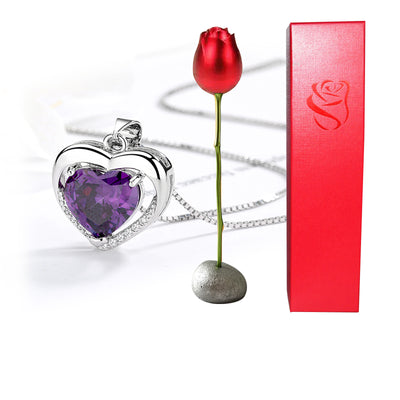 Collar Corazón de Cristal Bicolor con Rosa - Regalo Romántico para Ella - Image 17