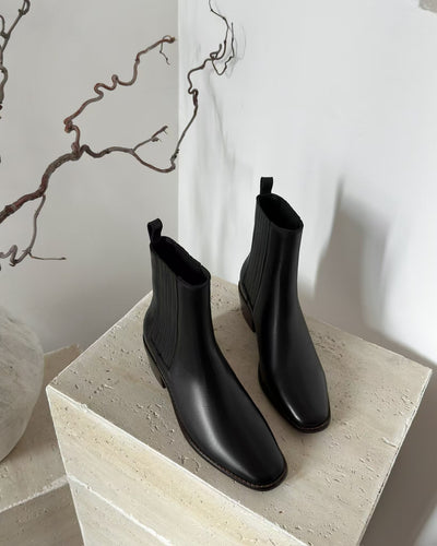 Botas Tobilleras Estilo Francés en Cuero Genuino con Punta Cuadrada y Tacón Robusto - Image 13