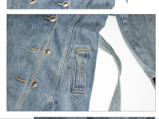Abrigo Trinchera Denim Retro con Personalidad - Image 12