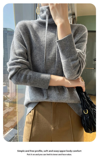 Suéter de Cuello Alto en Cashmira para Otoño e Invierno - Pullover Holgado y Grueso para Mujer - Image 16