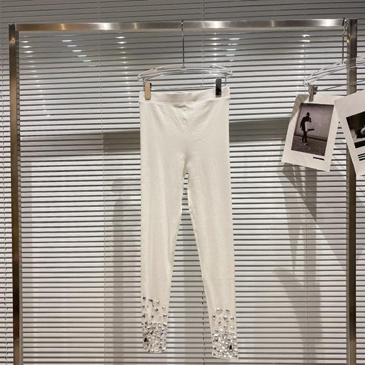 Leggings Deportivos Ajustados con Strass Brillante y Cintura Elástica
