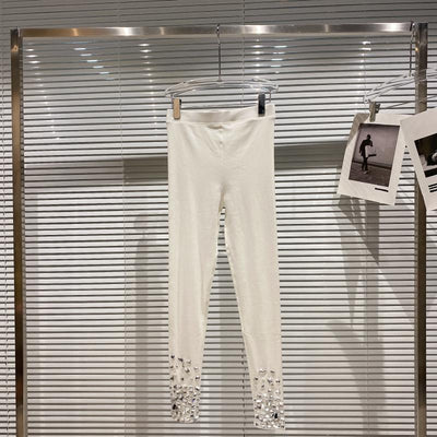 Leggings Deportivos Ajustados con Strass Brillante y Cintura Elástica