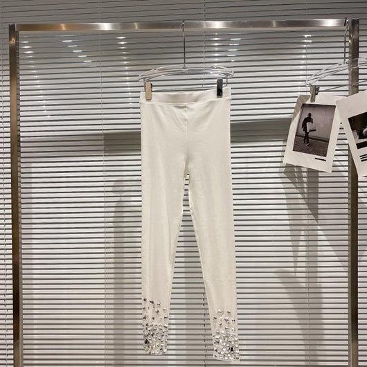 Leggings Deportivos Ajustados con Strass Brillante y Cintura Elástica