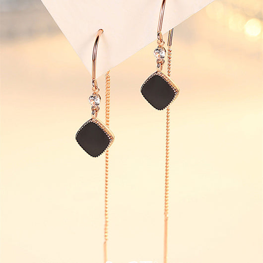 Aretes Cuadrados con Borla en Plata Esterlina para Mujer - Image 2