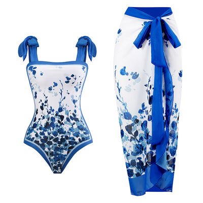 Traje de Baño Retro Una Pieza con Falda de Gasa - Image 6