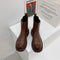 Botas Plataforma Retro British Style en Terciopelo Marrón - Botas Skinny para Invierno