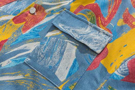 Chaqueta Denim Vintage con Graffiti de Tinta Artística - Image 15