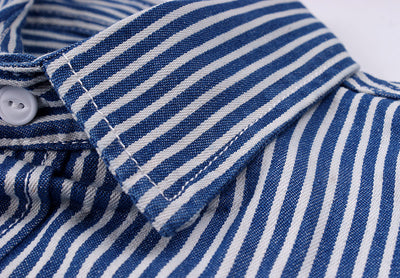 Camisa de Rayas Verticales Estilo Retro Americano para Hombre - Image 7