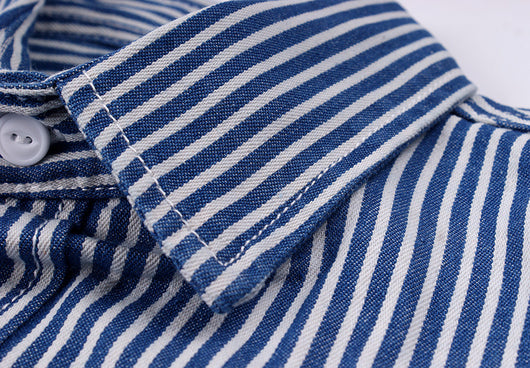 Camisa de Rayas Verticales Estilo Retro Americano para Hombre - Image 7