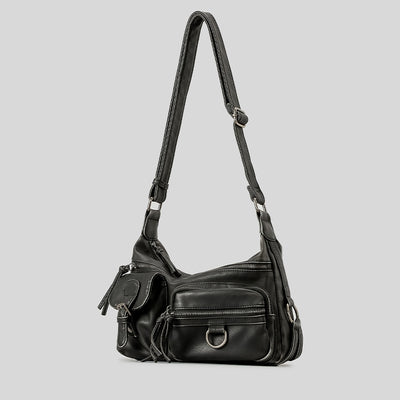 Bolso Moto Retro Hot Girl Marrón Multibolsillos - Image 18