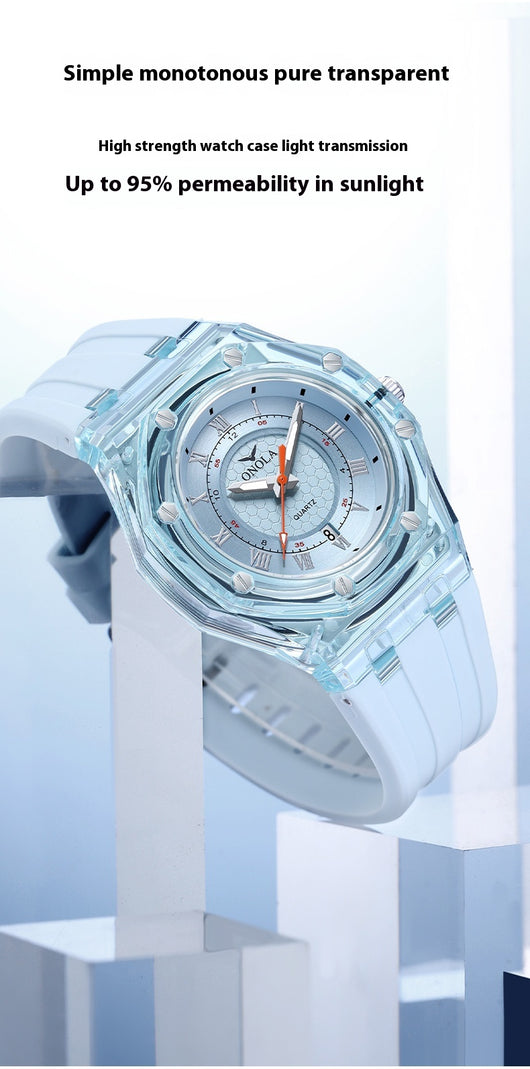 Reloj de Cuarzo con Correa de Silicona Transparente Resistente al Agua - Image 10