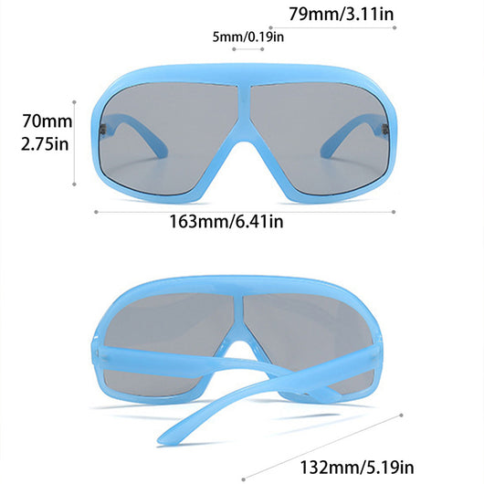Oversized women's shield sunglasses with a tortoiseshell frame and brown-tinted lenses, held by a hand. - Image 8