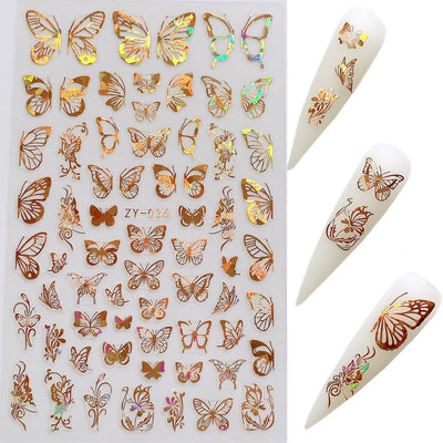 Stickers de Uñas Mariposa con Efecto Bronce Láser - Image 3