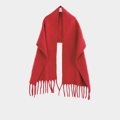 Chal Blanco y Rojo Cálido para el Cuello - Color Sólido Elegante - Image 12