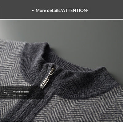 Cardigan de Lana Pura para Hombre con Cierre de Cremallera y Cuello Alto - Image 19
