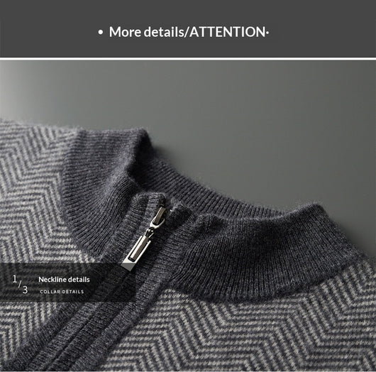 Cardigan de Lana Pura para Hombre con Cierre de Cremallera y Cuello Alto - Image 19