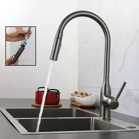 Grifo de Cocina Gris Grafito con Caño Extraíble y Doble Salida de Agua