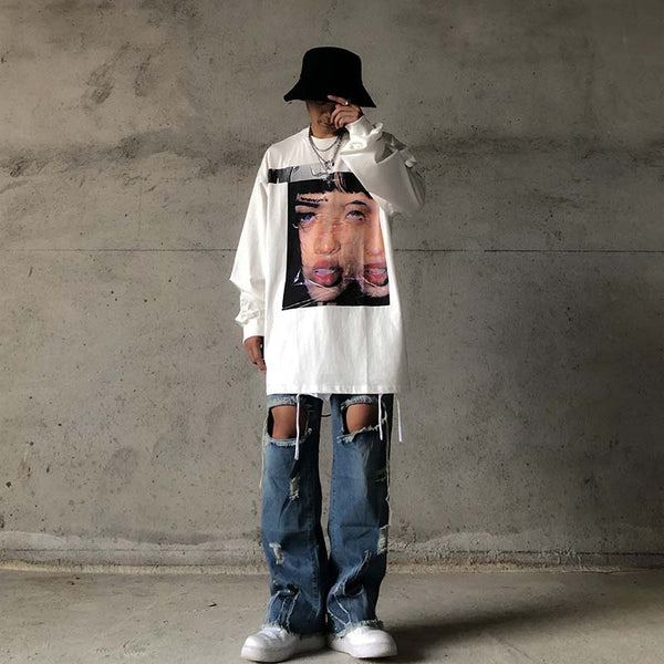 Camiseta Manga Larga Retrato Urbano para Hombre