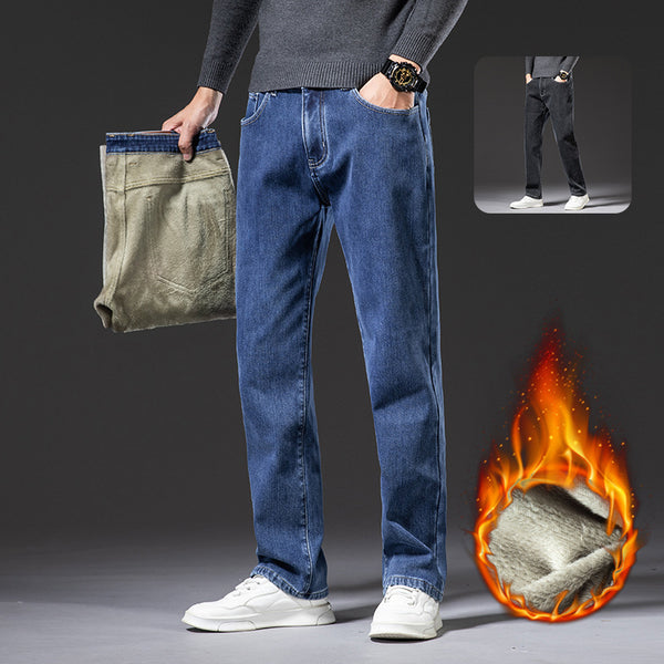 Jeans Rectos Holgados de Tiro Medio con Elasticidad para Hombre