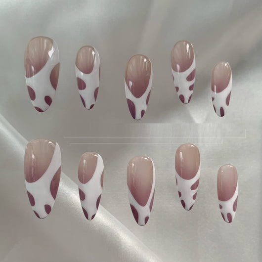 Manicura Francesa Almendra Personalizada Hecha a Mano - Image 8