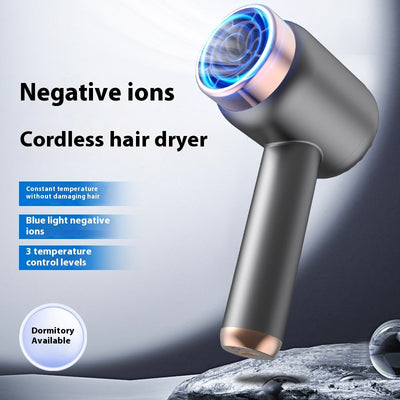 Purple high-speed wireless hair dryer with gold accents, featuring hot and cold air, shown on a reflective surface. - Image 3
