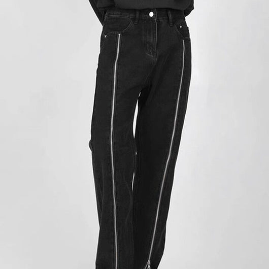 Jeans Rectos Talla Grande con Diseño de Cierre Moderno - Image 2