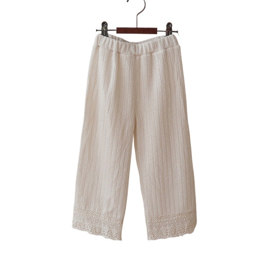 Pantalones Rectos de Punto Suave con Detalle de Encaje - Image 5