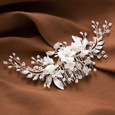 Peineta Nupcial de Flores de Cerámica - Image 11