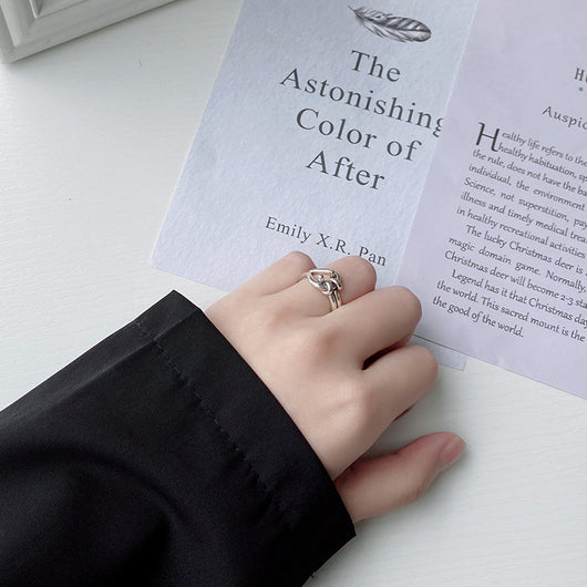 Anillo de Plata Geométrico Doble para Mujer