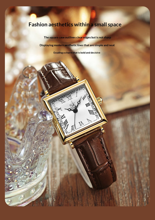 Reloj Elegante Cuadrado Retro para Mujer con Correa de Cuero - Image 11
