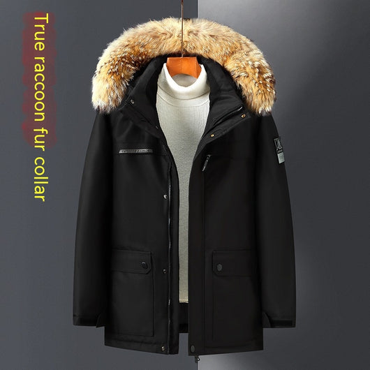 Chaqueta Acolchada de Plumón de Pato para Hombre con Cuello de Piel - Image 12