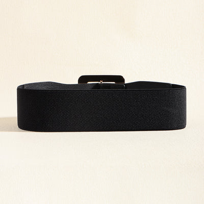 Cinturón Elástico Retro para Mujer con Hebilla Cuadrada Metálica Negro - Image 5