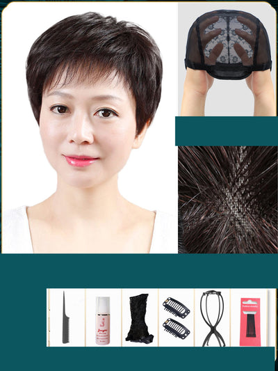 Peluca Corta de Cabello Humano Natural para Mujer - Image 13