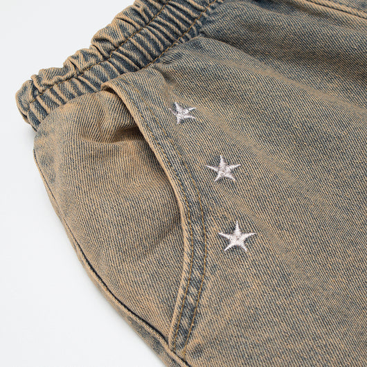 Shorts de Mezclilla con Parche Bordado Pentagrama para Hombre - Image 4
