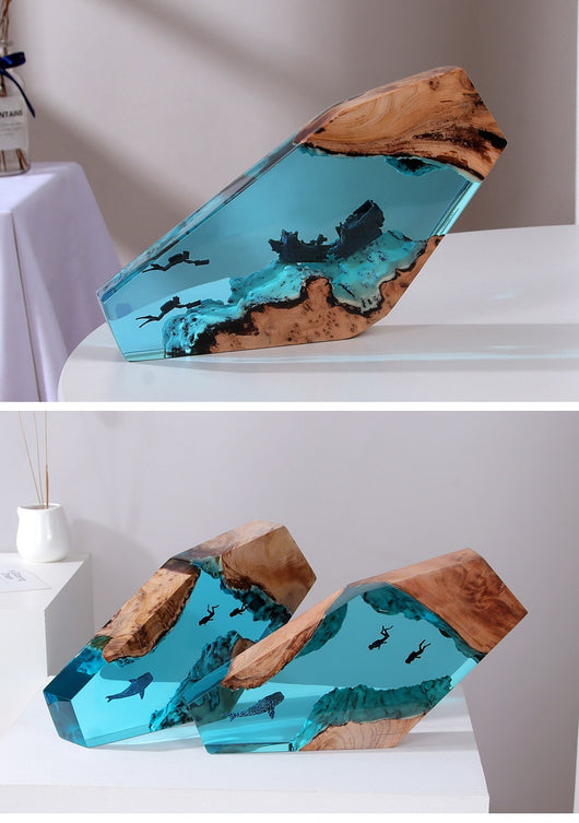 Lámpara Nocturna Decorativa de Madera - Buzo y Navio Hundido - Image 13