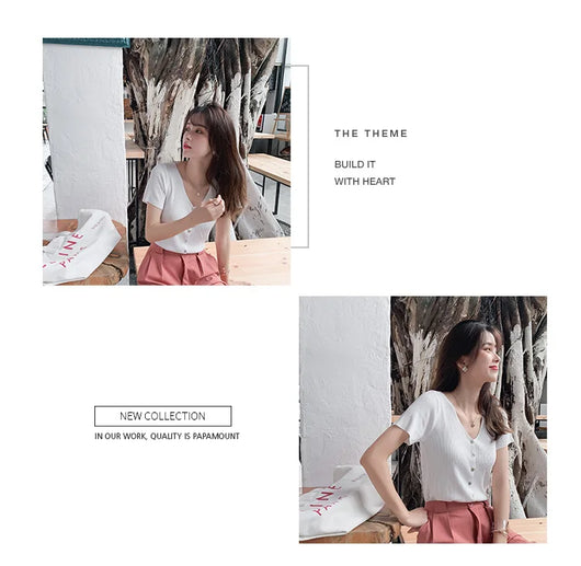 Conjunto Coreano Verano: Short Ajustado + Blusa Escote V - Image 35