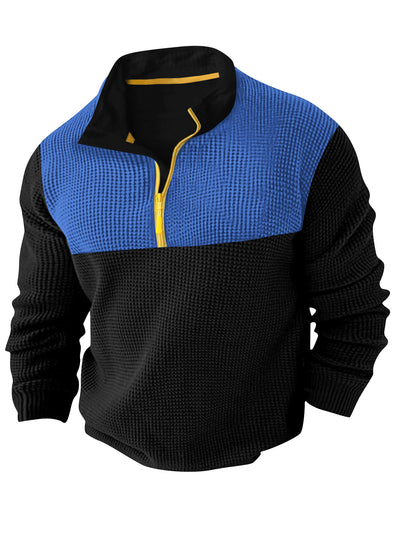 Suéter Deportivo Hombre Media Cremallera Bloques de Color Cuello Alto Manga Larga - Image 30