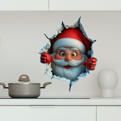 Vinilo Decorativo Papá Noel Rompiendo la Pared - Efecto 3D - Image 6
